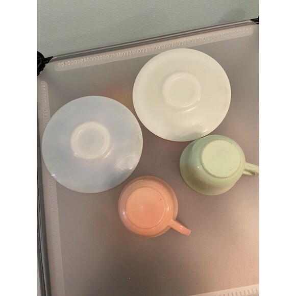 Childrens Hazel Atlas Moderntone 1950s Little Hostess 4 Pc Glass Tea Set - Picture 7 of 10